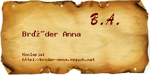 Bröder Anna névjegykártya